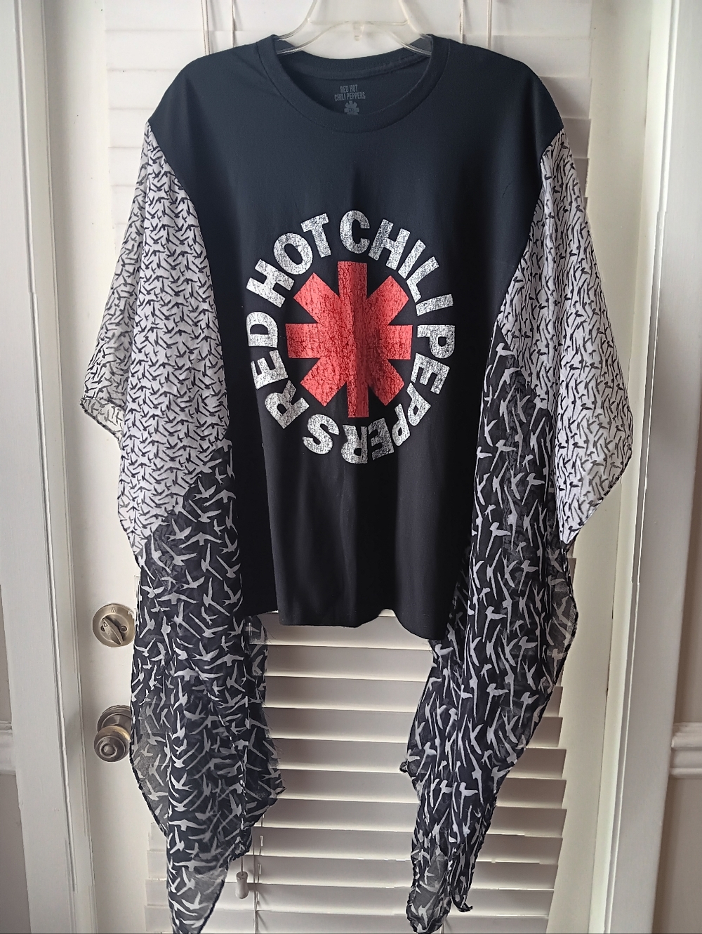 Upcycled Red Hot Chili Peppers Tshirt Poncho